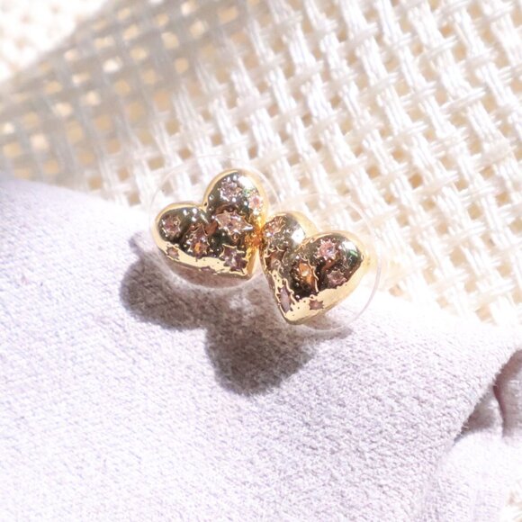 Kendra Scott Holland White CZ Heart Stud Earrings - Gold - Picture 2 of 2